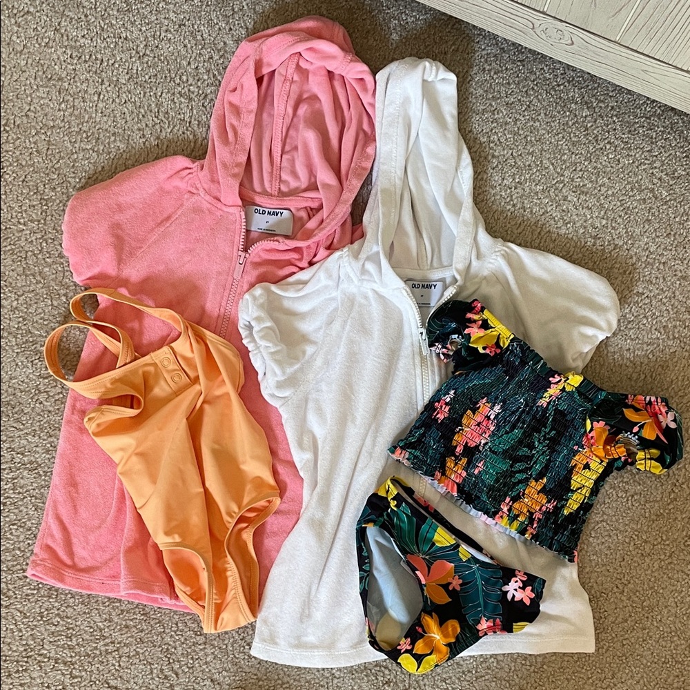Old Navy Kids' Swim Set - Pink, White, Orange, Floral